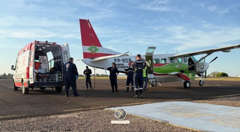 Gestante de São Miguel do Oeste é transferida para Lages em voo aeromédico