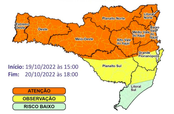 SC tem alerta para temporais a partir desta quarta