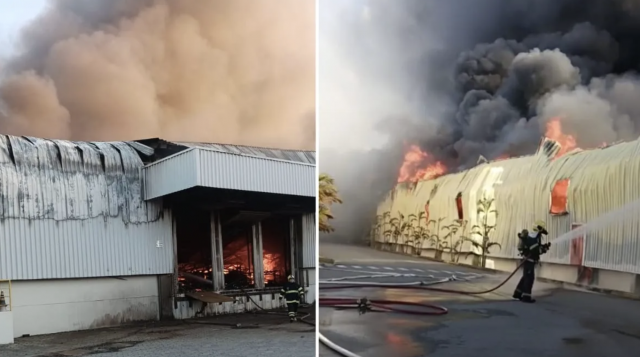 Incêndio de grandes proporções atinge fábrica da Colcci em SC e combate às chamas dura mais de 3 horas