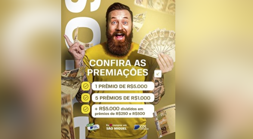 Prazo para validar cupons da campanha "Cash Premiado" da CDL termina nesta terça (13)