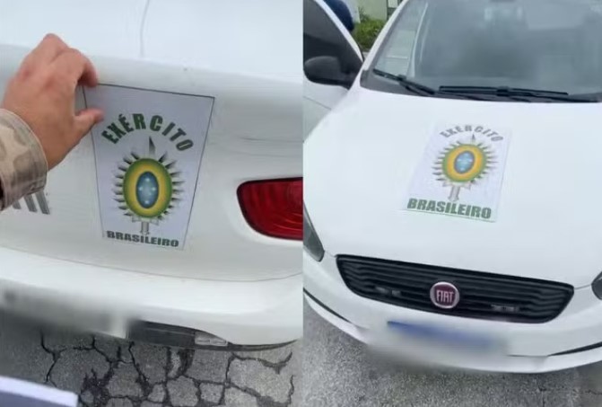 Carro particular com giroflex e brasão do Exército é abordado em SC