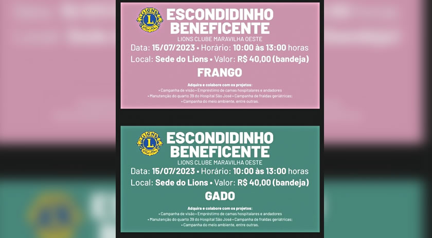 Lions Clube Maravilha Oeste realizará a 3º edição do escondidinho beneficente