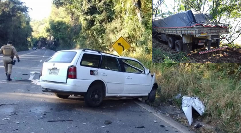 Colisão frontal entre carro e caminhão de Maravilha mata motorista na BR-282
