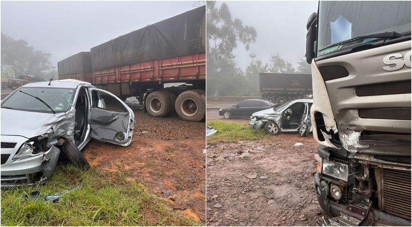 Colisão frontal deixa três pessoas feridas na BR 163, pelo menos uma em estado grave