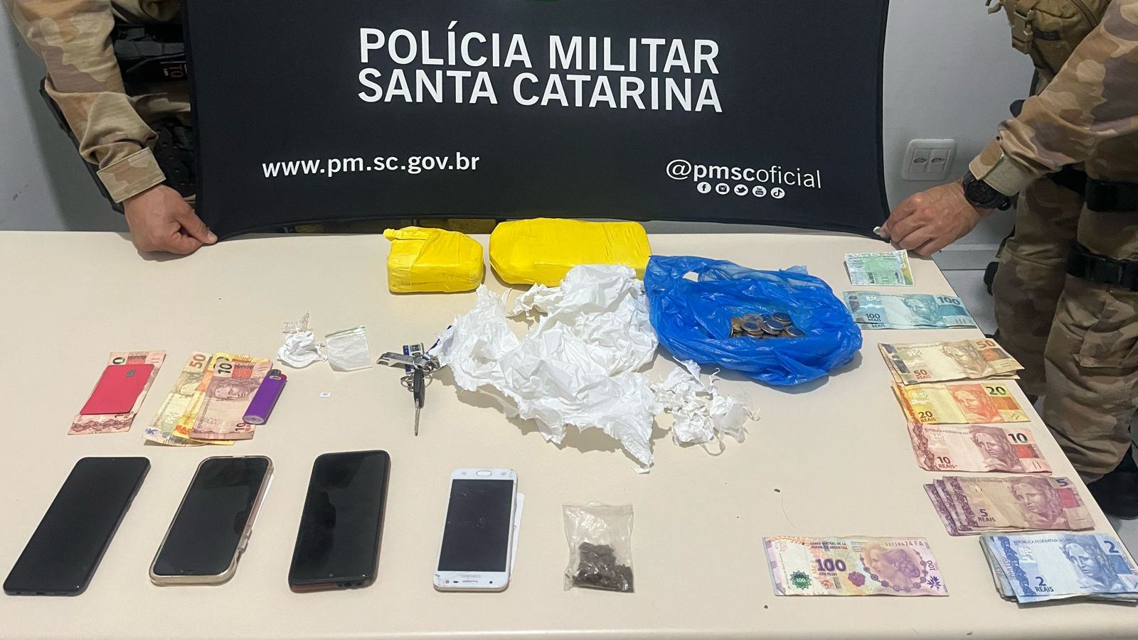 Traficantes são presos pela PM ao chegar em São Miguel do Oeste