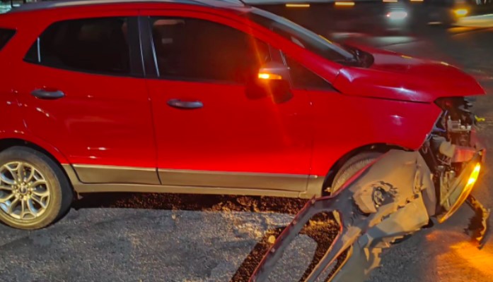 Motocicleta e veículo de passeio se envolvem em colisão em Nova Erechim