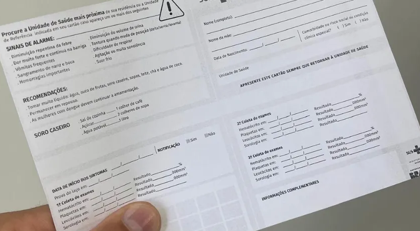 Cartão de acompanhamento é essencial para monitorar casos de dengue