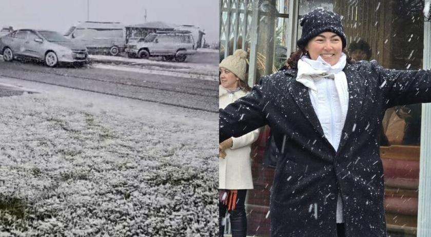 Primeira neve do ano é registrada em SC; rodovia é interditada