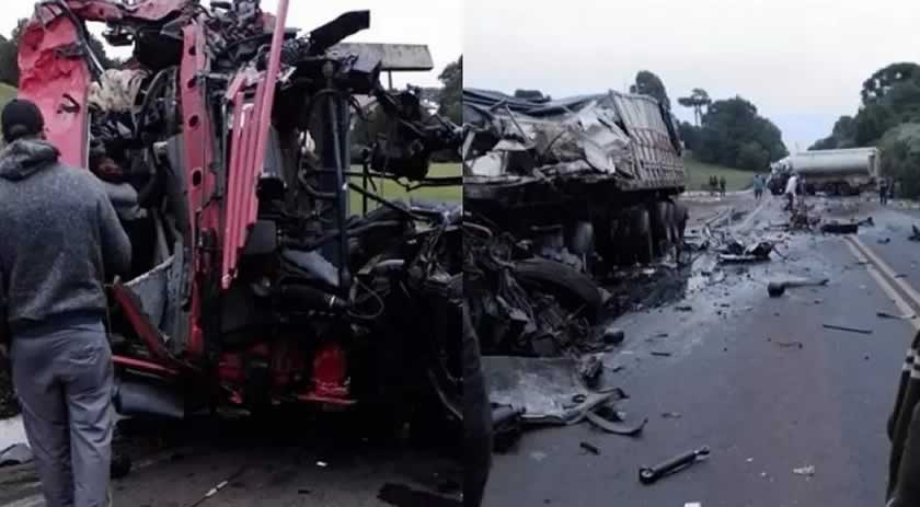 Motorista morre em acidente entre caminhões na BR-282 em Vargeão