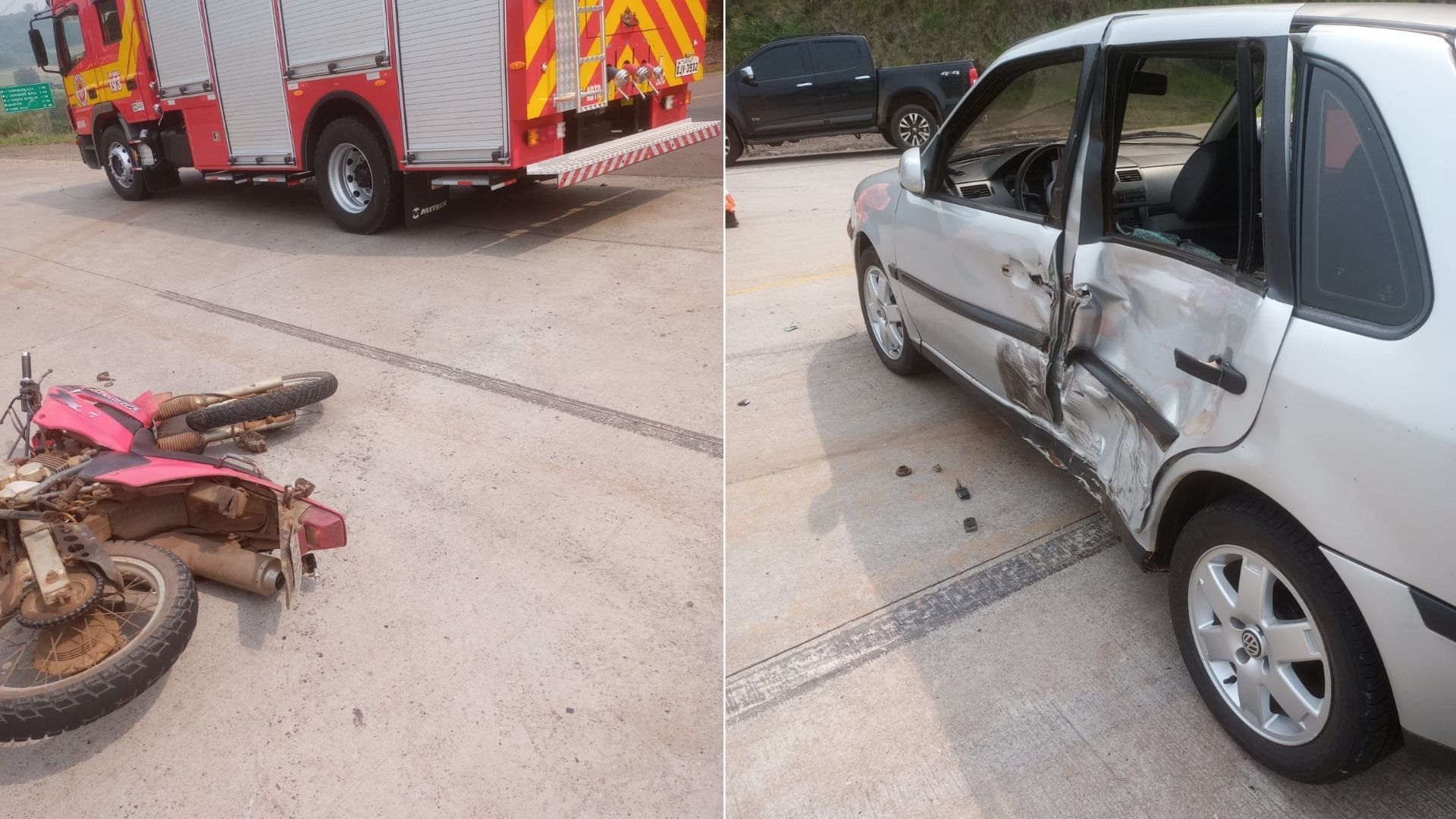 Motociclista fica gravemente ferido em colisão lateral na BR-163