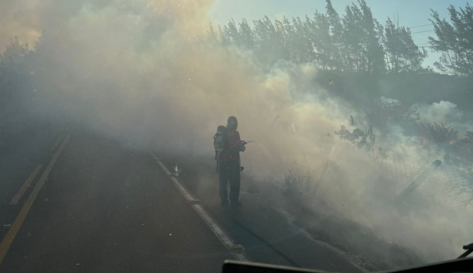 Bombeiros levam 5 horas para combater incêndio em vegetação