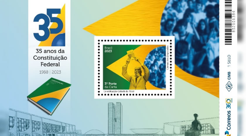 Correios celebra os 35 anos da Constituição Cidadã de 1988 em selo