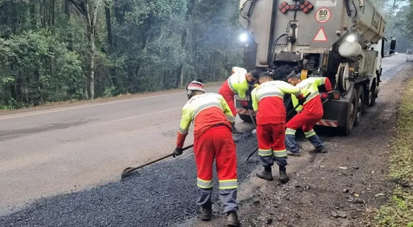 Trânsito nas BRs 282 e 158 tem 'pare e siga' para obras do DNIT