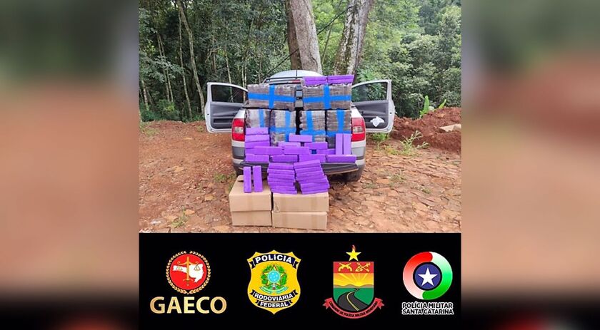 Ação conjunta PRF, PM, PMRv e GAECO apreende 125 kg de maconha em Pinhalzinho