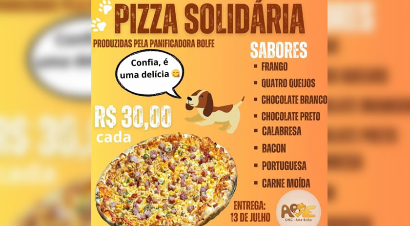 ONG Ame Bicho promove venda de pizzas