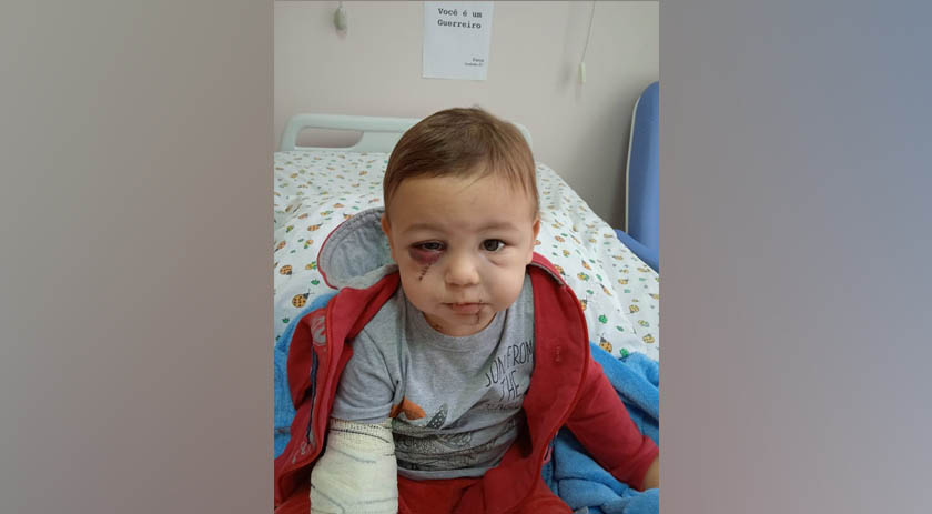 Bebê ferido em ataque a creche de SC tem cartaz de incentivo: 'Você é um guerreiro'