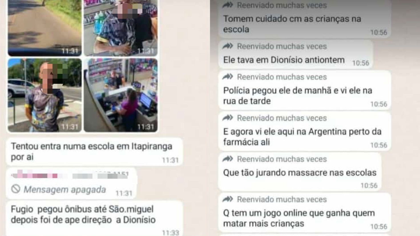 Imagens que circulam nas redes sociais sobre homem que estaria vinculado aos ataques escolares é notícia falsa