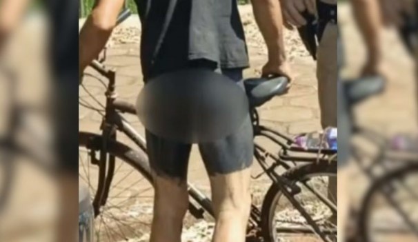 Ciclista ‘peladão’ é preso após usar ‘calção fake’ feito de tinta no PR
