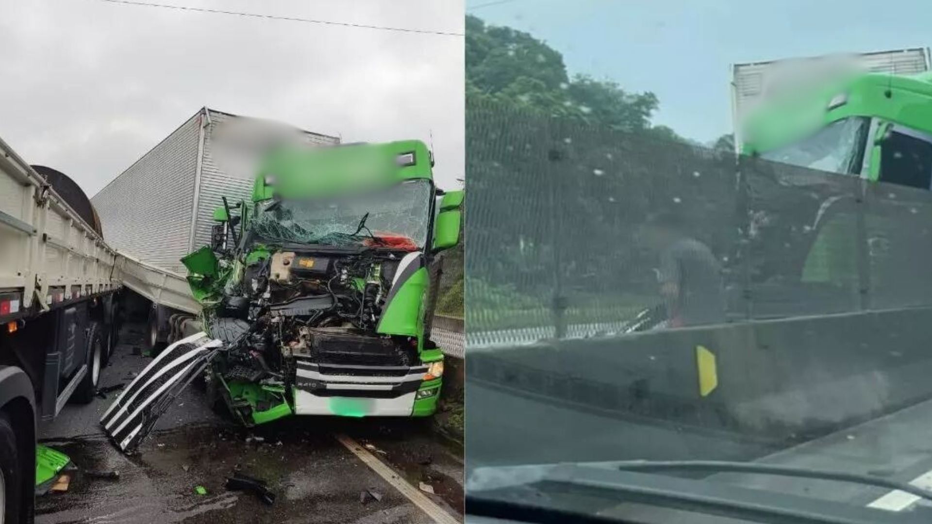 Grave acidente entre 2 carretas bloqueia trânsito na BR-101