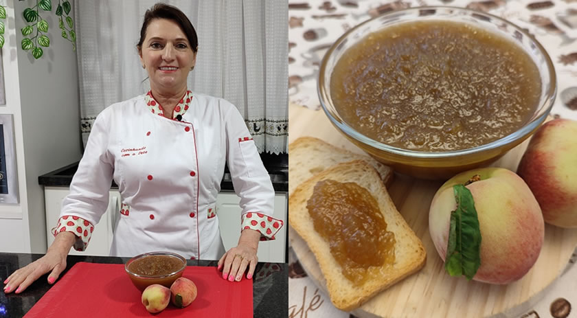 RECEITA DE GELEIA CASEIRA DE PÊSSEGO  FÁCIL DE FAZER - FEITO COM A FRUTA -  SEM CONSERVANTES 