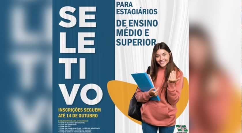 Prefeitura realiza seletivo para estagiários de ensino médio e superior