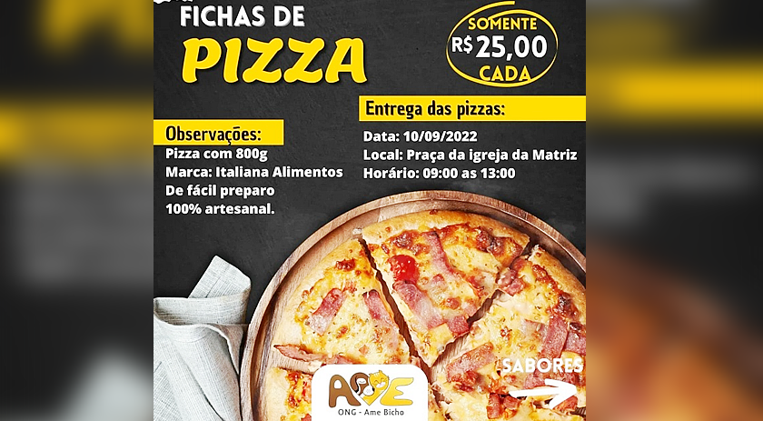 ONG Ame Bicho promove venda de pizzas