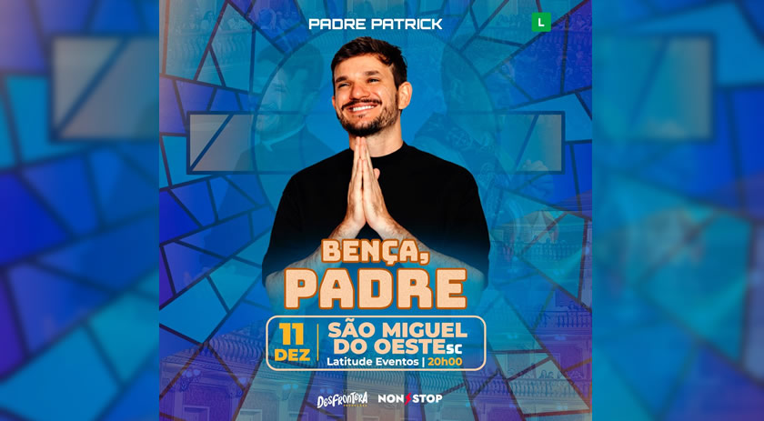 Padre Patrick realiza show no município no dia 11
