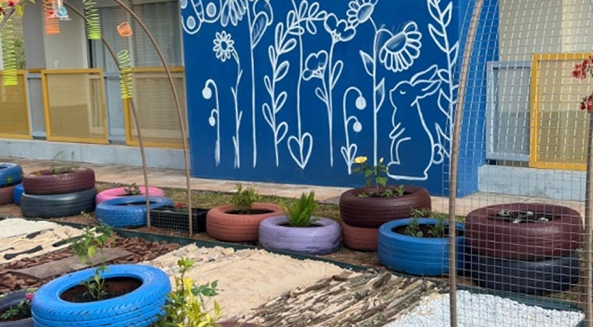 LEO Clube Ômega Maravilha constrói jardim sensorial em centro infantil