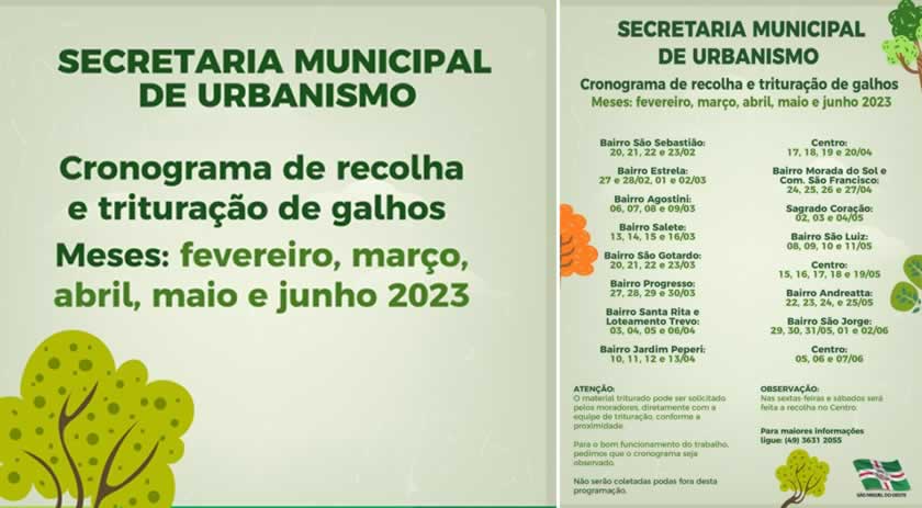 Urbanismo inicia recolha e trituração de galhos no mês de fevereiro