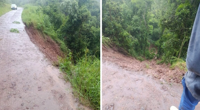 Fortes chuvas provocam deslizamentos, interditam estrada e podem levar São José do Cedro a decretar emergência