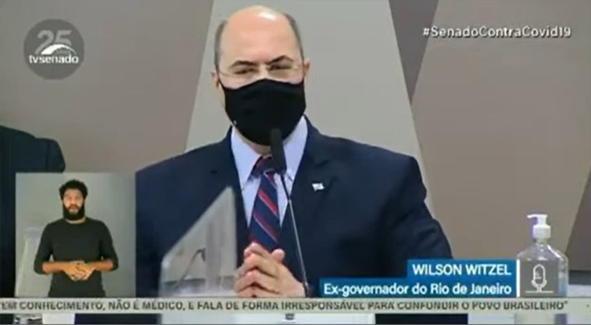 Na CPI da Covid, Witzel mira Bolsonaro, fala em perseguição após prisão no caso Marielle e alega paralisia do Ministério da Saúde