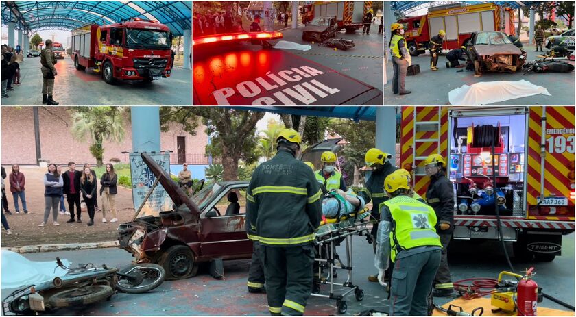 Simulado de acidente visa conscientizar população sobre segurança no trânsito