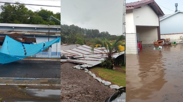 Temporal derruba casa, deixa carros ilhados e pessoas presas em residência no Oeste de SC