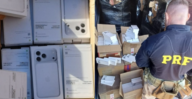 PRF apreende mais de R$ 14 milhões em iPhones 17 e Galaxy S26 escondidos em carreta em SC