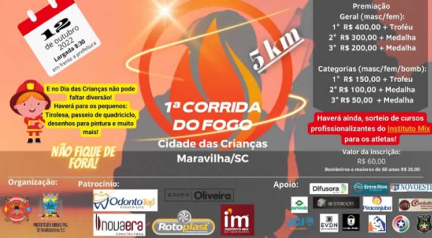 Corrida do fogo tem inscrições prorrogadas até esta sexta-feira (07)