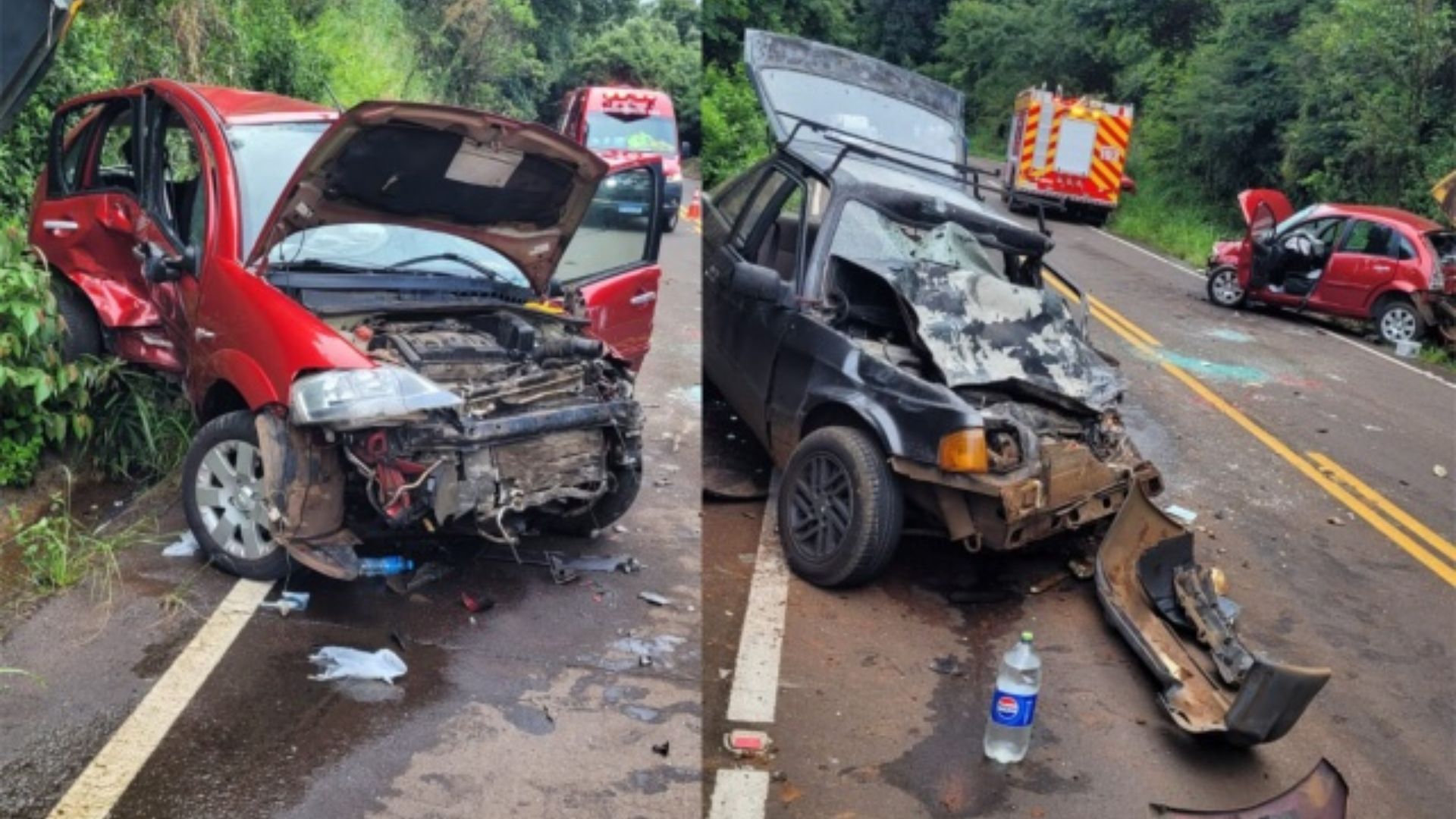 Colisão frontal entre dois carros deixa quatro feridos na SC-305
