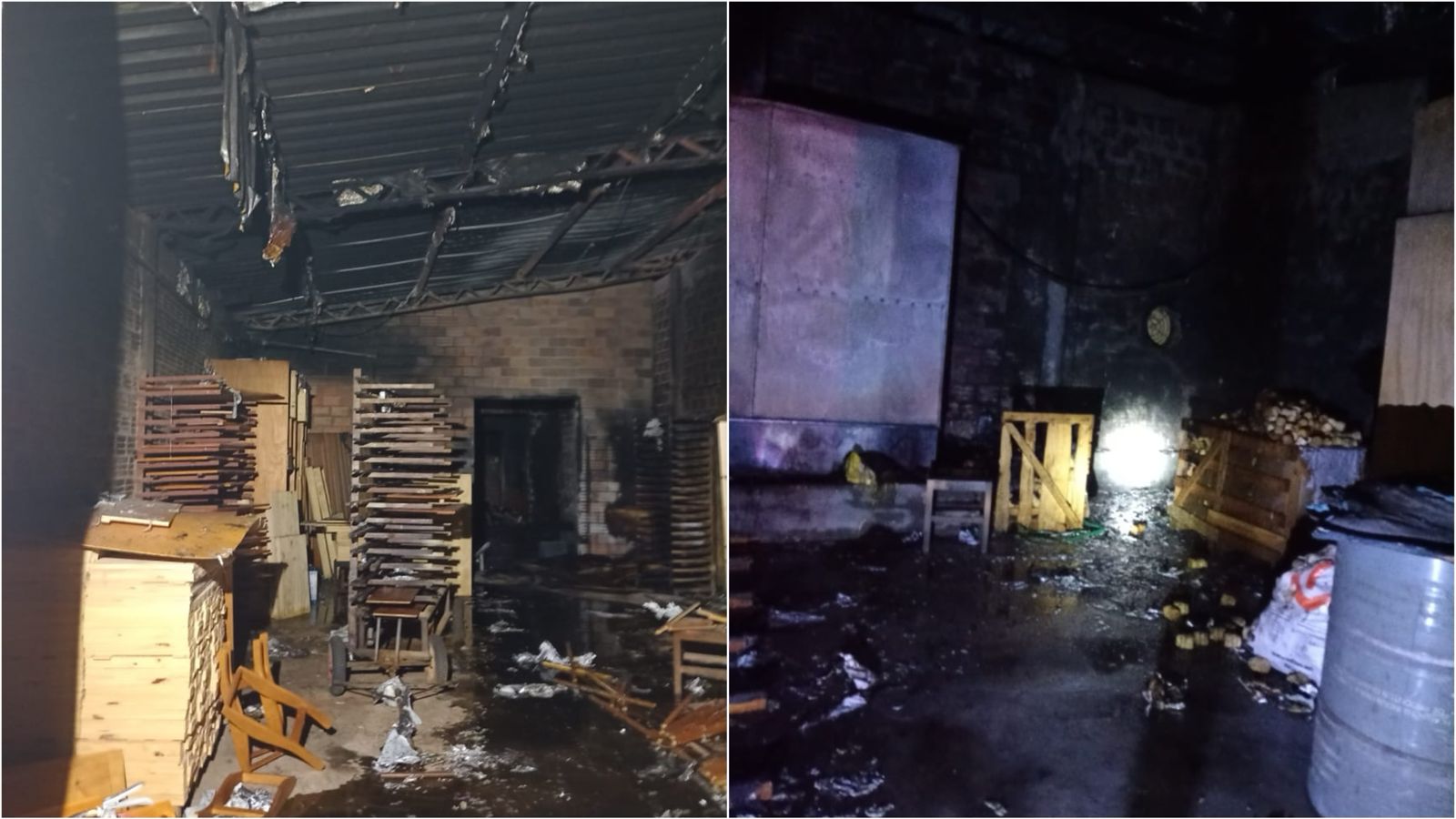 Incêndio atinge fábrica de móveis em Modelo