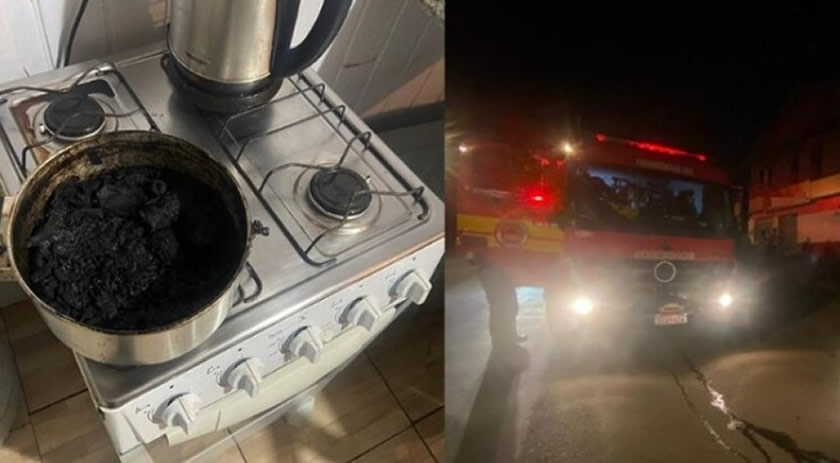 Panela esquecida no fogo mobiliza bombeiros e uma pessoa vai parar no hospital no Oeste de SC