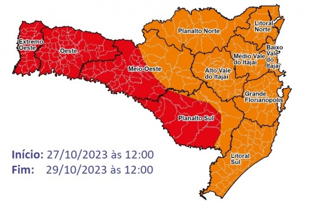 Defesa Civil emite alerta para mais de 100 mm de chuva no extremo-oeste