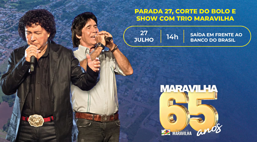 Comemoração de aniversário de Maravilha terá show com Teodoro e Sampaio