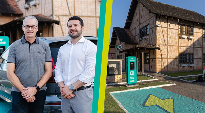 Sicoob inaugura primeiro ponto para abastecimento de veículos elétricos do Projeto Rota Verde