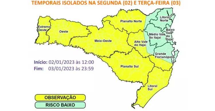 Primeiros dias de 2023 têm risco para deslizamentos e alagamentos em SC