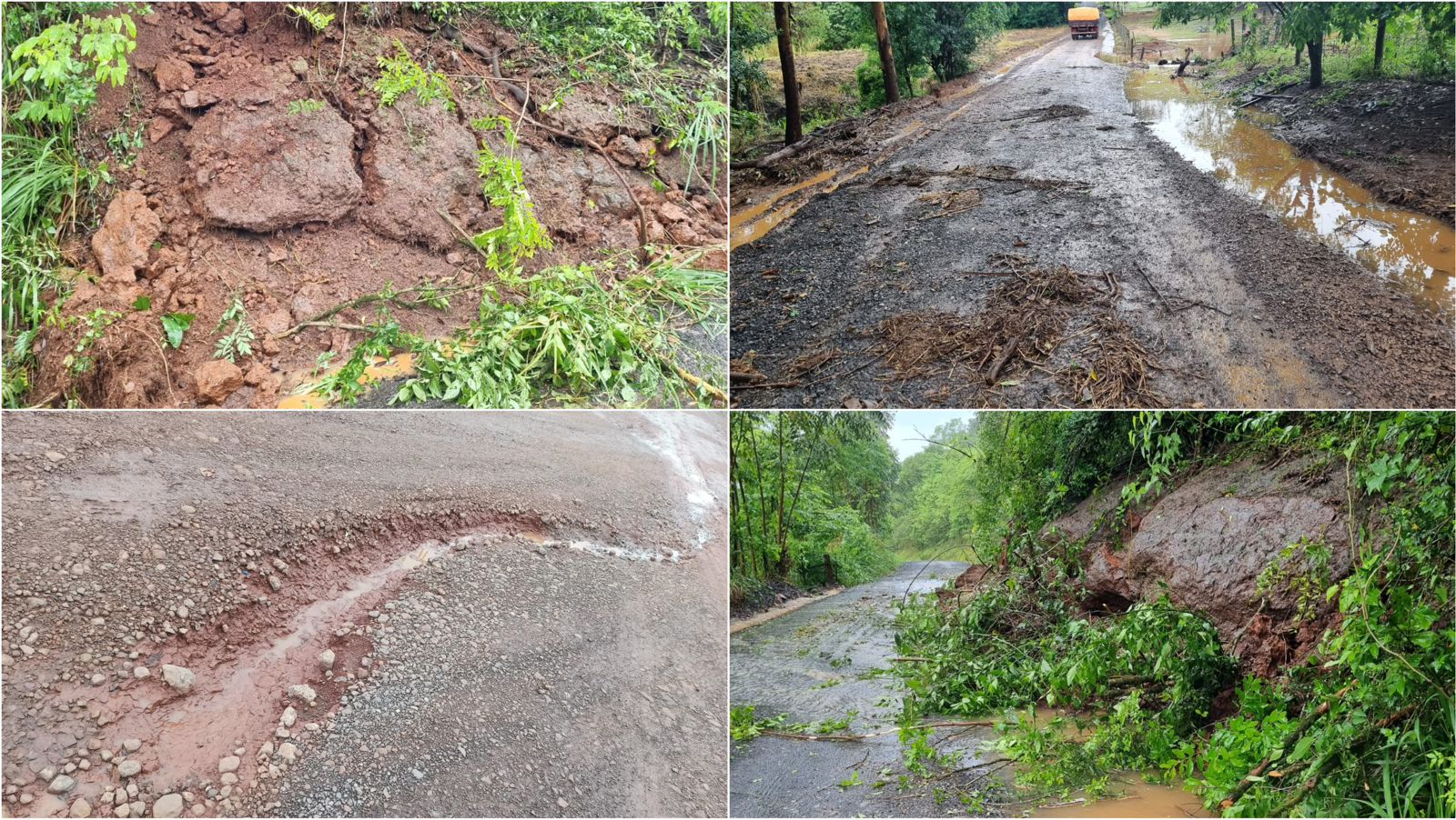 Chuva provoca deslizamento de rochas e danifica estradas do interior