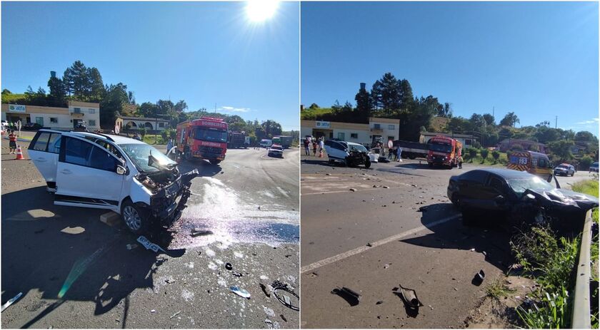Colisão frontal deixa três pessoas feridas na SC 157