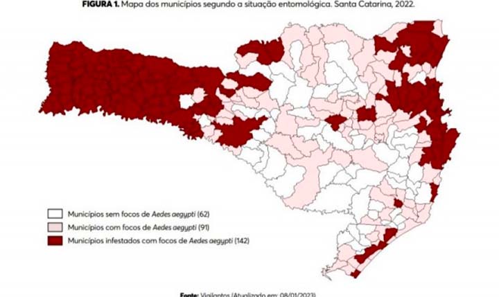 SC teve um aumento de 335% no número de casos confirmados de dengue e 90 mortes