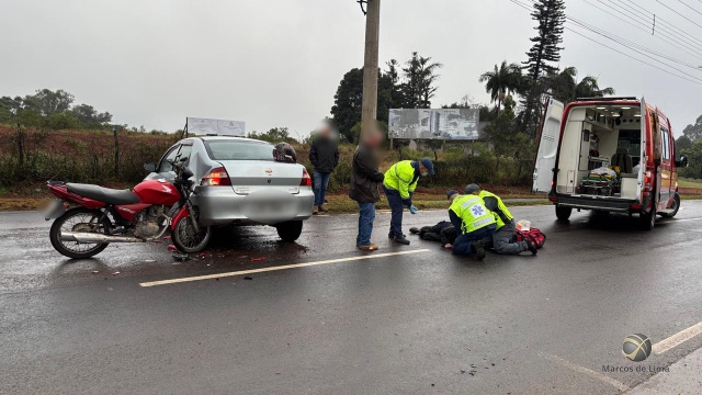 Motociclista “voa” após colisão com carro na Willy Barth