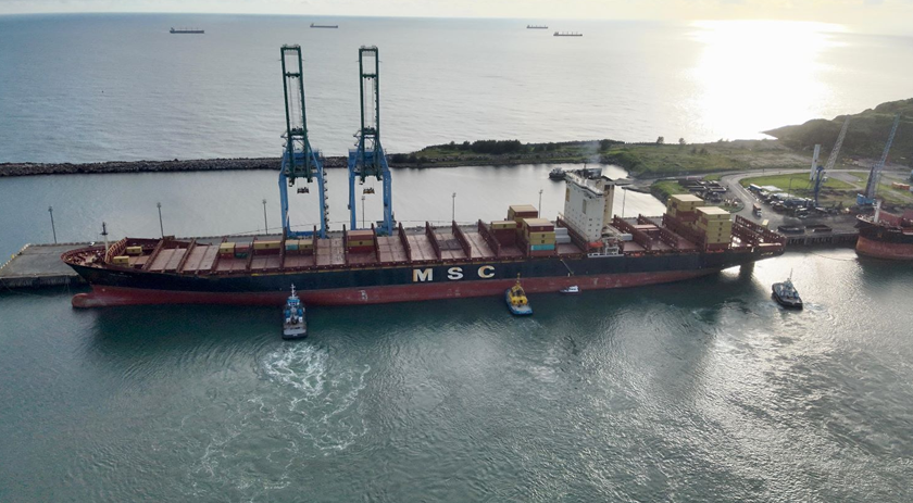 Navio com tamanho de três campos de futebol é o maior da história a atracar em porto de SC