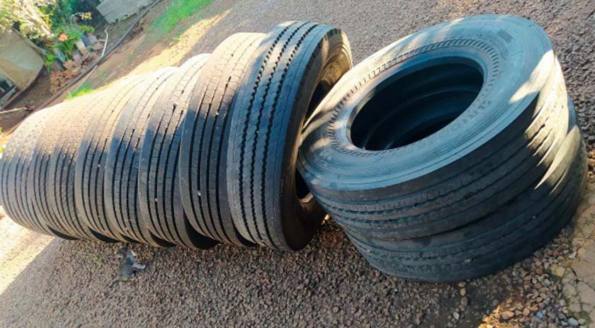 PMRv apreende 14 pneus contrabandeados do Paraguai