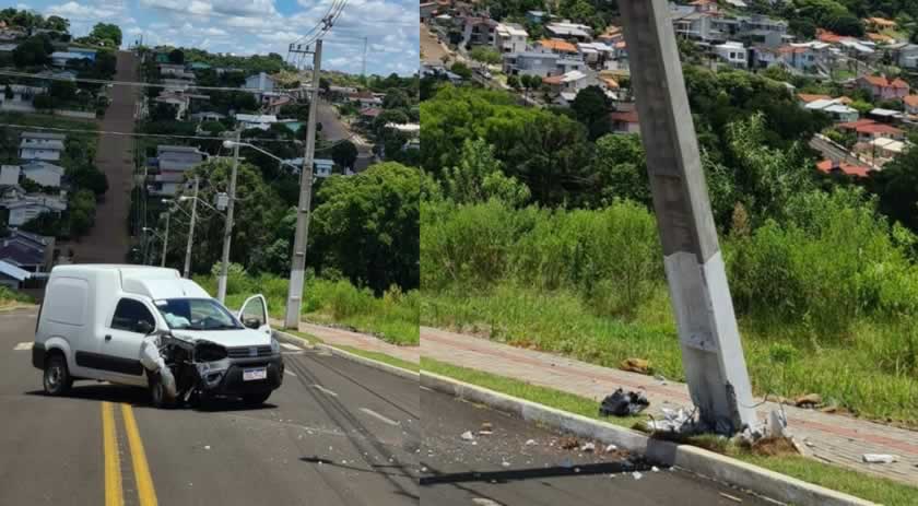 Veículo colide contra poste no Loteamento Seminário