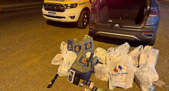 PMRv apreende veículo com R$ 30 mil em produtos de contrabando e descaminho